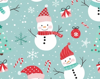Mint Green Teal Snowman Scrub Hat: Several Styles in Buttery Soft Stretchy Fabric