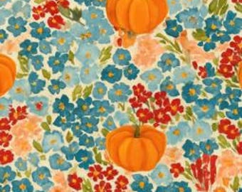 Autumn Teal Fall Pumpkin Scrub Hat