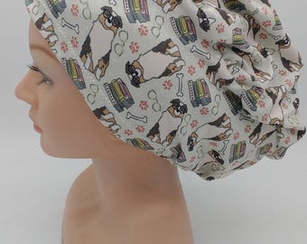 Dog Paw Scrub Hat, Mans Best Friend Euro Scrub hat, Books Ponytail