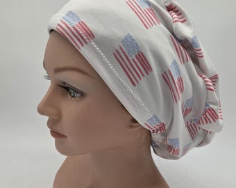 Patriotic Red White Blue Scrub Hat in Various Styles