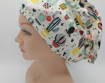 Cream Southwest Cactus Scrub Hat - Boho Style