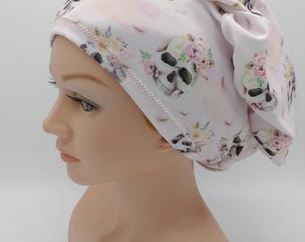 Scrub Hat - Nurse Hat - Light Pink Skull
