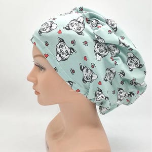 Dog Lover Euro Scrub hat, Pittie Love Scrub Cap, Pitbull Ponytail Scrub hat