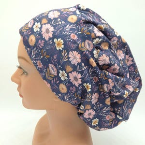 Spring Blue Floral Scrub Hat in Multiple Styles
