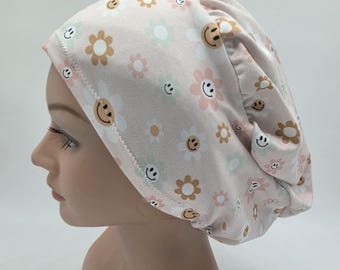 Pink Retro Daisy Scrub hat in Multiple Styles