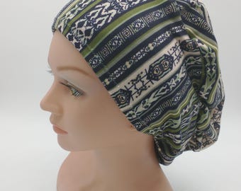 Scrub Hat - Nurse Hat - Green Boho Floral - large print