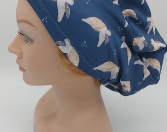 Euro Turtle Scrub Hat, Sealife Nurse Hat, Colorful Waterworld Healthcare Scrub Hat