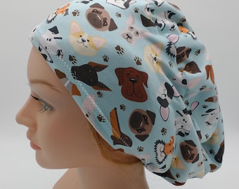 Dog Lovers Euro Scrub Hat, Ponytail Nurse Scrub Hat, Vet Tech Scrub Hat