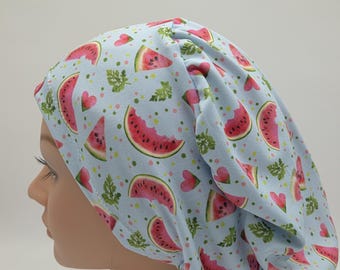 Summer Watermelon Floral Scrub Hat - Nurse Hat -