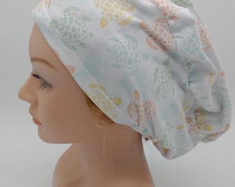 Sea Life Turtle Euro Scrub Hat, Water Color Neutral Scrub Hat