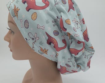 Dino Easter Scrub Hat: Several Styles in Buttery Soft Stretchy Fabric