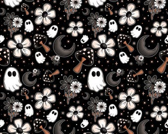 Cottage Ghost and Mushroom Scrub Hat