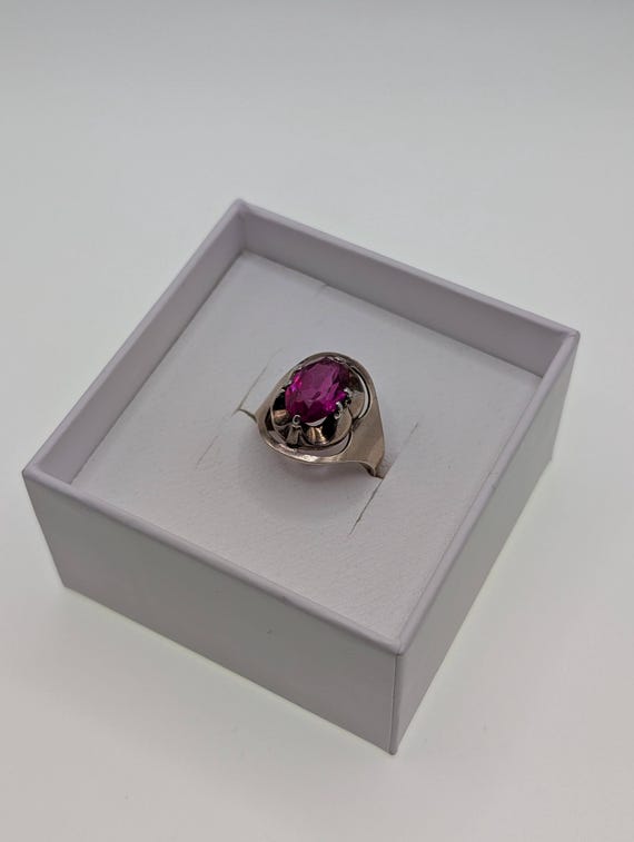 Ruby ring - Sterling silver ring with red ruby - … - image 5