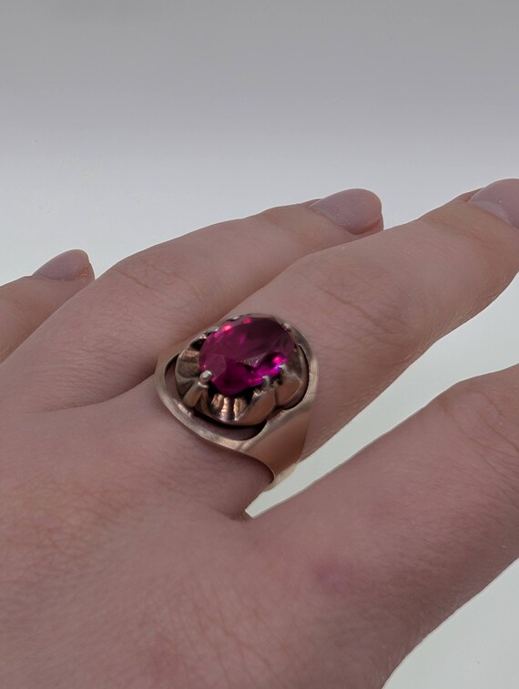 Ruby ring - Sterling silver ring with red ruby - … - image 3