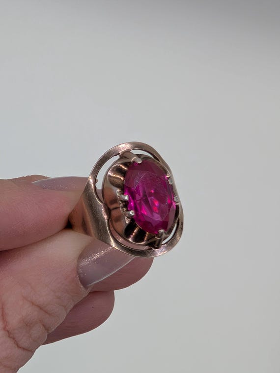 Ruby ring - Sterling silver ring with red ruby - … - image 2