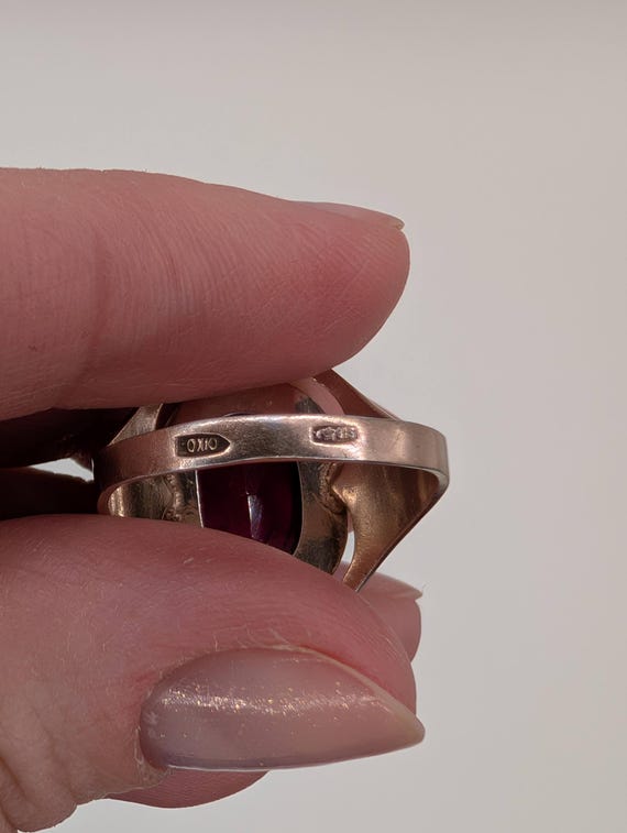 Ruby ring - Sterling silver ring with red ruby - … - image 8