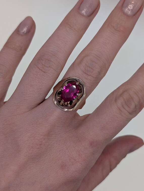 Ruby ring - Sterling silver ring with red ruby - … - image 4
