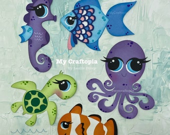 Scrapbook Fish Clown Fish Octopus Sea Turtle Seahorse Premade Embellishment Paper Piecing die cut Hand Made Card Scrapbook Sold Separately