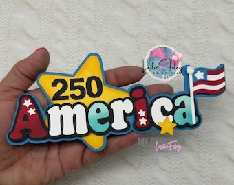 Title  America 250, Premade Scrapbook Layouting Embellishment, Paper Piecing 3D  Card handmadeLayout