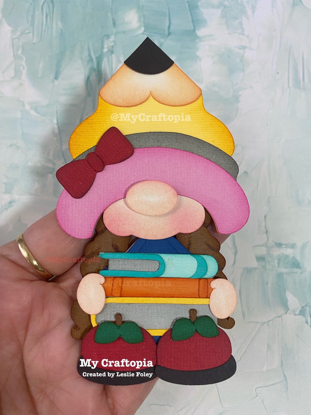 Gnome Back to School Premade Scrapbook Layouting Embellishment Paper ...