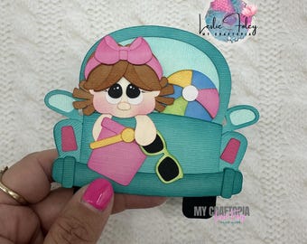 Personalized Girl Beach Travel Driving Premade Scrapbook Layouting Embellishment Paper Piecing Die Cuts Card  hand madeLayout