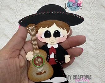 Mariachi Mexican Boy Paper Piecing Embellishment – Handmade Card Scrapbook Layout Die Cut