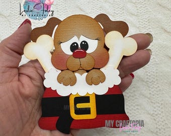 Christmas dog Winter Premade Scrapbook Layouting Embellishment Paper Piecing Die-cut 3D  Card Clip Art.Layout
