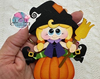Handmade Witch Die Cut Embellishment: Halloween Scrapbook Layouting, Card Making