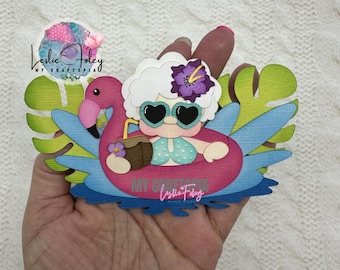 Handmade Grandma Embellishment, Swim Summer Beach Scrapbook Layout Die Cut