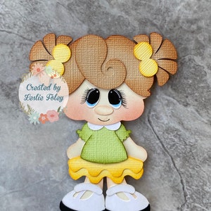 Personalized Easter Spring Girl Premade Scrapbooking Embellishment Paper Piecing Die Cuts Card Scrapbook