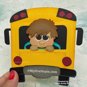 Papel de adorno prefabricado para niño de autobús escolar personalizado, troquelado en 3D