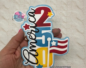 Title  America 250, Premade Scrapbook Layouting Embellishment, Paper Piecing 3D  Card handmadeLayout
