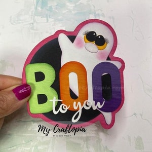 Scrapbook Halloween Boo Title Premade Scrapbooking Embellishment Paper Piecing Die cut 3D Hand made card Scrapbook Layout