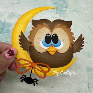 Halloween Owl Premade Scrapbooking Embellishment Die Cut 3D  Card Clip Art. hand made