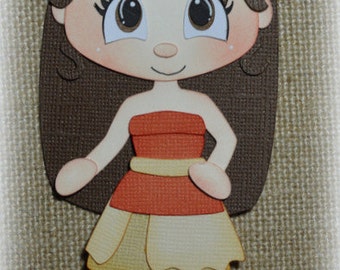 Handmade Moana Princess Die Cut Embellishment for Scrapbook Cards 5 1/4" Tall