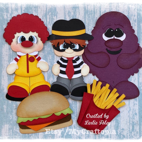 Kids Characters Ronald Hamburger Premade Scrapbooking Embellishment Die Cuts Paper Piecing Clip Art  hand made