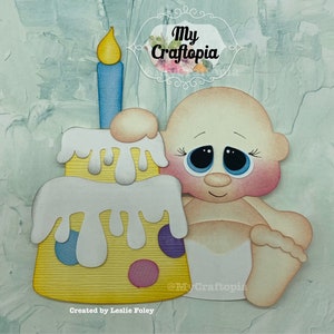 Personalized Baby Birthday Premade Scrapbooking Embellishment Paper Piecing Die Cut Clip Art  hand made