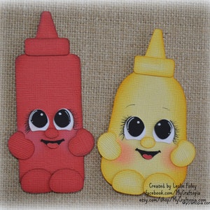 Junk Food Ketchup And Mustard  Shopkins Premade Scrapbooking Embellishment Paper Piecing Die cut PlannerClip Art. hand made