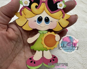 Personalized Sunshine Girl Premade Scrapbook Layouting Embellishment Paper Piecing Die Cuts Card Scrapbook Layout hand madeLayout