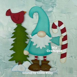 Christmas Gnome Winter Premade Scrapbooking Embellishment Paper Piecing Die cut 3D  Card Clip Art.