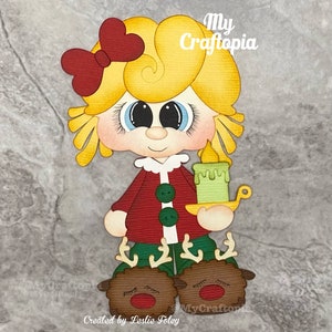 Personalized Christmas Girl Premade Scrapbooking Embellishment Christmas Title Die Cuts Card Scrapbook 3D  Card Clip Art.