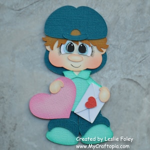 Personalized Valentines Boy Premade Scrapbooking Embellishment Paper Piecing Love Letter Die Cuts Card ScrapbookClip Art.