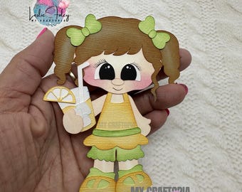 lemon Girl Summer Spring  Premade Scrapbook Layouting Embellishment Paper Piecing Die Cuts Card Scrapbook LayoutLayout