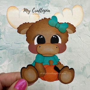 Handmade Moose Embellishment, Fall Scrapbook Die Cut