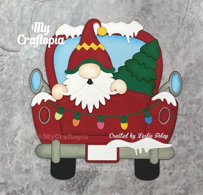 Paper Piecing Christmas Gnome Premade Scrapbooking Embellishment Title ...