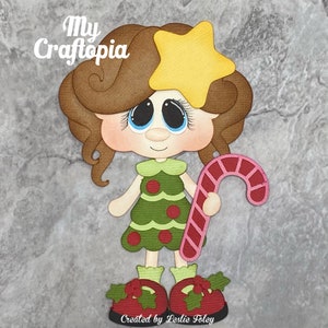 Personalized Christmas Girl Premade Scrapbooking Embellishment Christmas Title Die Cuts Card Scrapbook 3D  Card Clip Art.