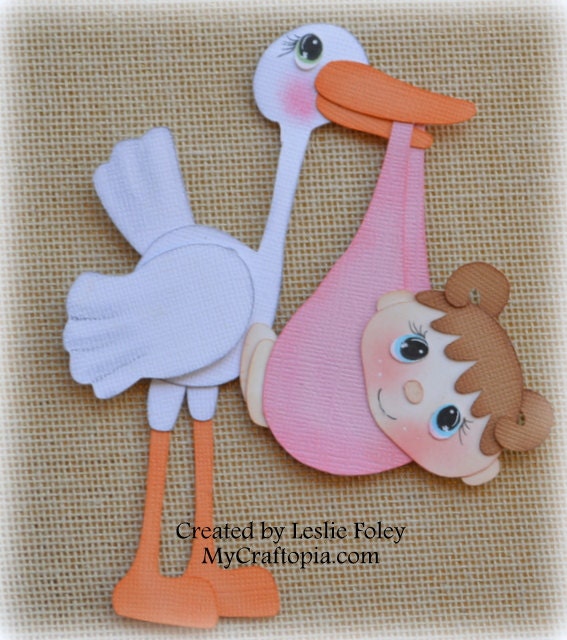 Baby with Stork Premade Scrapbooking Embellishment Paper | Etsy