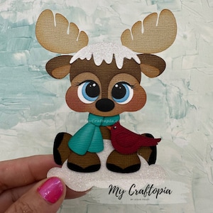 Scrapbook Christmas deer Winter Premade Scrapbooking Embellishment Paper Piecing Die cut 3D  Hand made card Scrapbook layouts