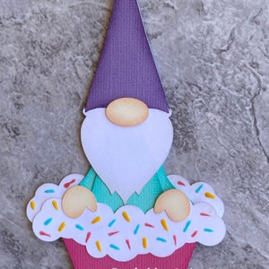 Gnome Birthday Cupcake Premade Scrapbooking Embellishment Paper Piecing Die Cuts Card Scrapbook 3D Card Clip Art.Stickers hand made