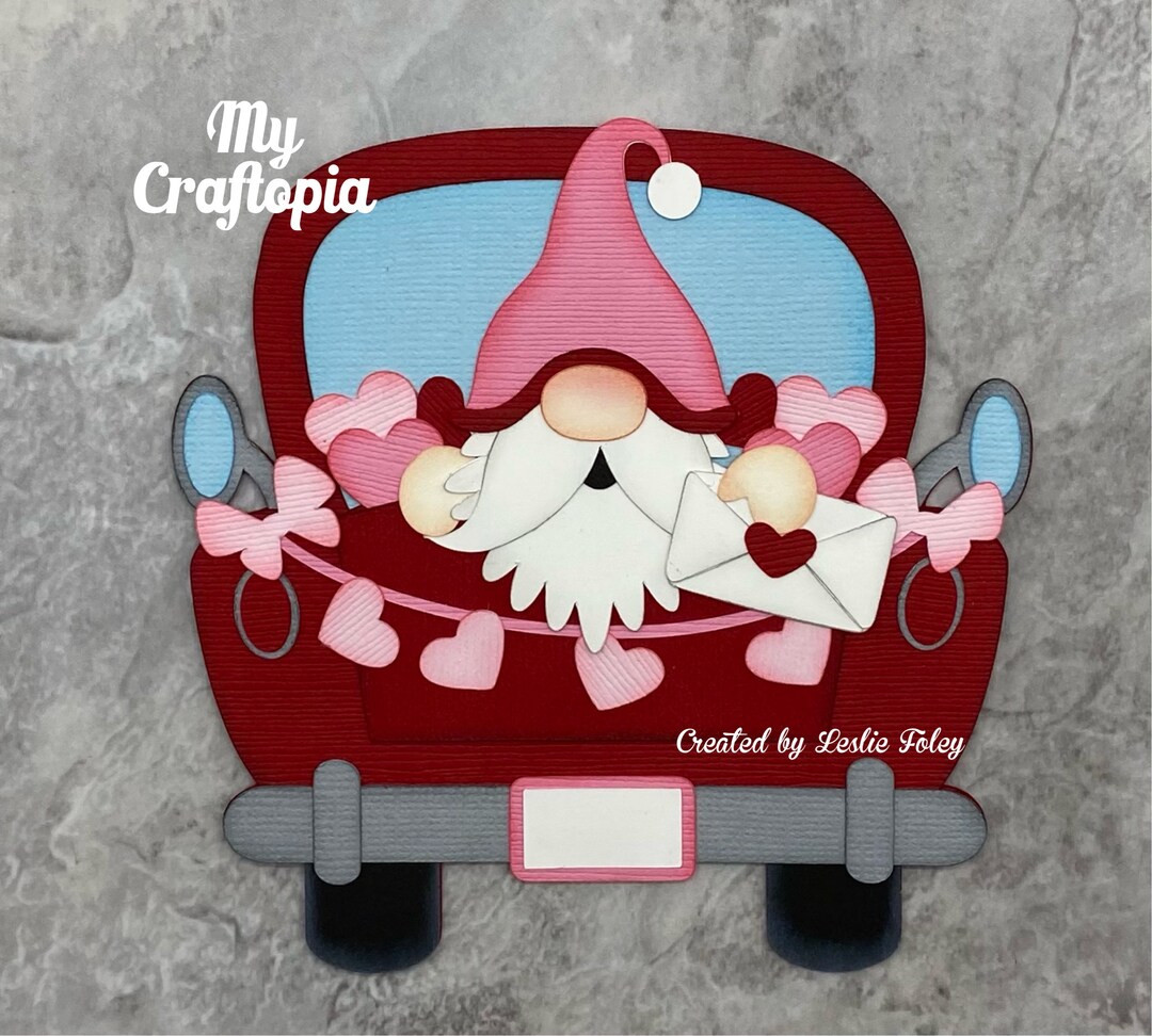 Valentines Gnome Premade Scrapbooking Embellishment Paper Piecing Die ...